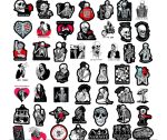 50 PCS Red and Black Skull Love Motivational Waterproof Stickers (Impoted From China ) - Image 3