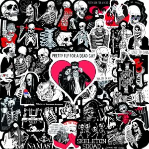 50 PCS Red and Black Skull Love Motivational Waterproof Stickers (Impoted From China )