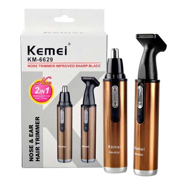 Kemei-KM-6629-Rechargeable-Hair-and-Nose-Trimmer Kemei KM-6629 2 in 1 Rechargeable Nose Beard Hair Trimmer - Image 1